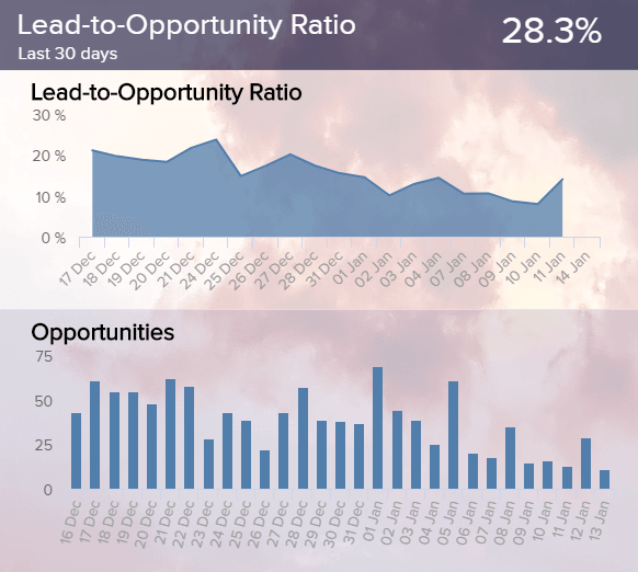 visualisation of the lead quality with the help of the lead-to-opportunity ratio